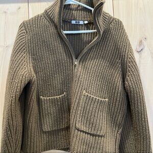 UNIQLO Zip Up Sweater Knit Casual Old Clothes, Used, Warm, Cardigan